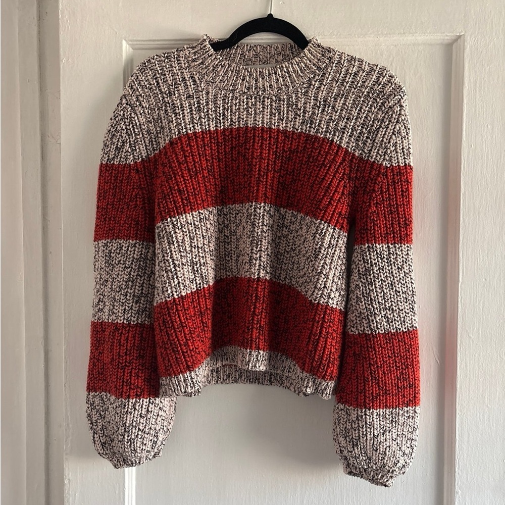 La Ligne Women's Cleo Colorblock Balloon Sleeve Cotton Sweater Size Medium